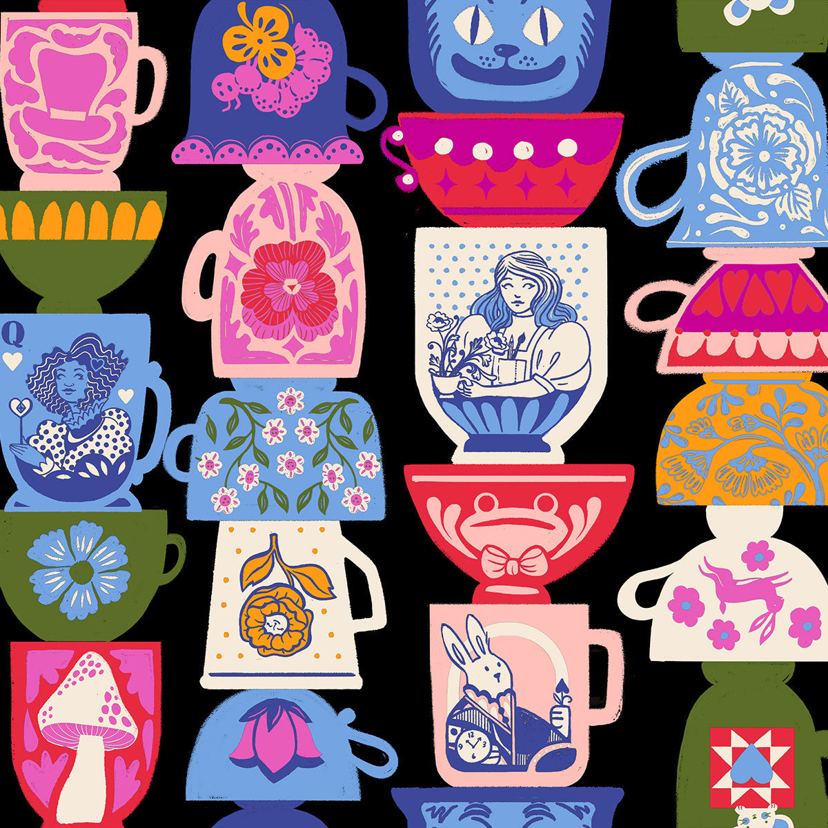 Sarah Watts Ruby Star Society Moda Fabrics Hello Alice Tea Party RS2122 13 Black