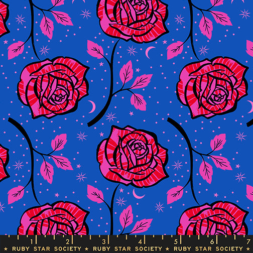 Sarah Watts Ruby Star Society Moda Fabrics Ink Shop Ink Rose RS2139 15 Blue Ribbon