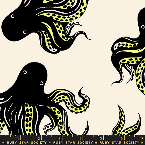 Sarah Watts Ruby Star Society Moda Fabrics Ink Shop Mystery Food Canvas RS2142 11L Neon Yellow