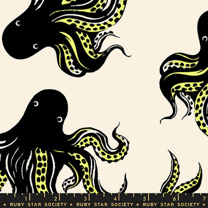 Sarah Watts Ruby Star Society Moda Fabrics Ink Shop Mystery Food Canvas RS2142 11L Neon Yellow