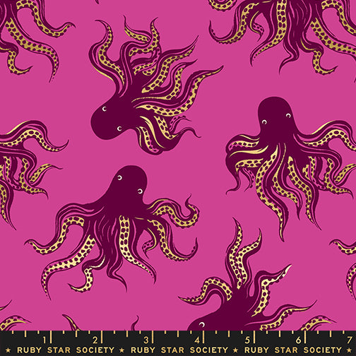Sarah Watts Ruby Star Society Moda Fabrics Ink Shop Mystery Food RS2144 19M Berry Metallic