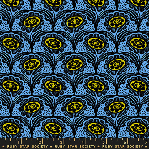 Sarah Watts Ruby Star Society Moda Fabrics Ink Shop Scallop Flower RS2140 16 Lindley Blue