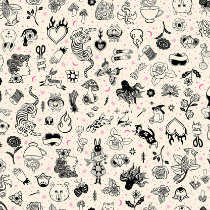 Sarah Watts Ruby Star Society Moda Fabrics Ink Shop Tattoo Flash RS2145 11 Natural