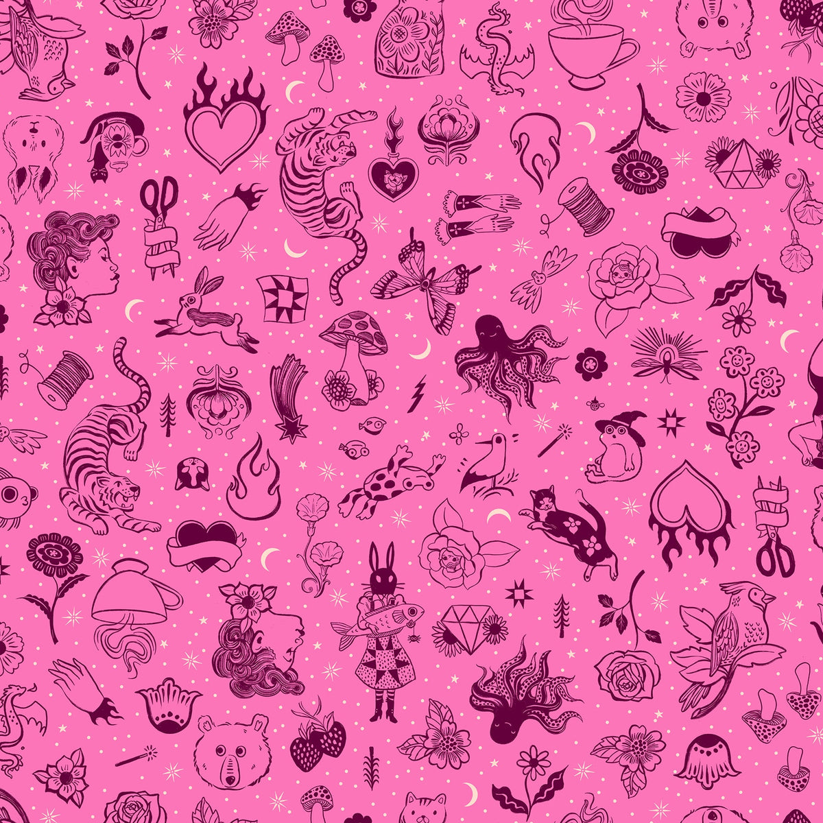 Sarah Watts Ruby Star Society Moda Fabrics Ink Shop Tattoo Flash RS2145 12 Lipstick