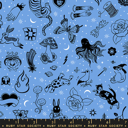 Sarah Watts Ruby Star Society Moda Fabrics Ink Shop Tattoo Flash RS2145 13 Lindley Blue