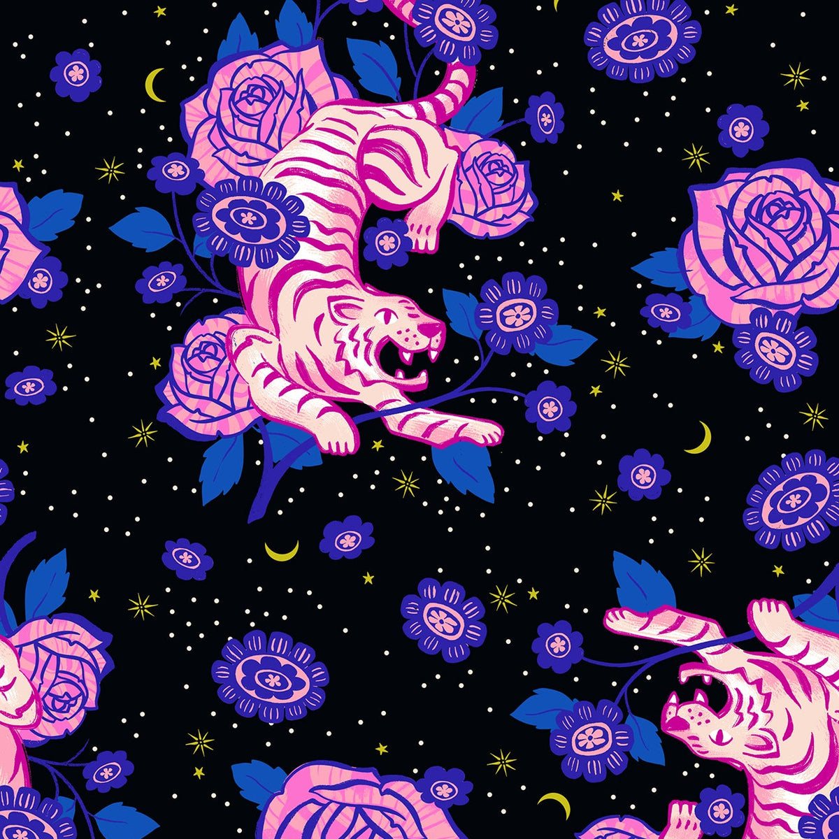 Sarah Watts Ruby Star Society Moda Fabrics Ink Shop Tiger Rose RS2143 13 Black