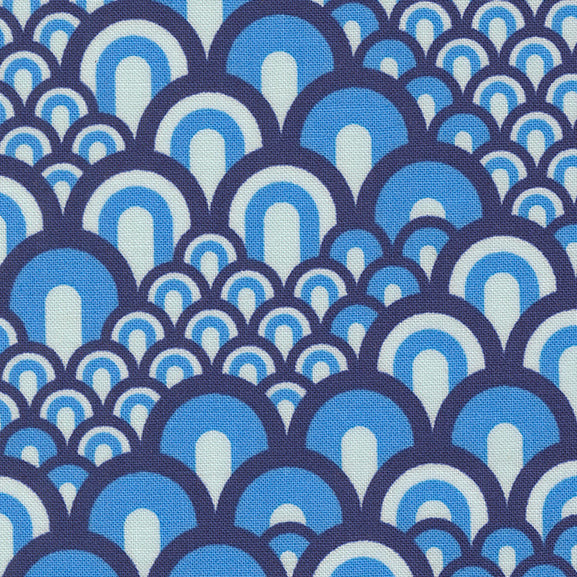 Sariditty Moda Fabrics Legendary Love Sea Waves 4505312 Navy