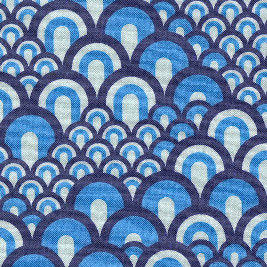 Sariditty Moda Fabrics Legendary Love Sea Waves 4505312 Navy