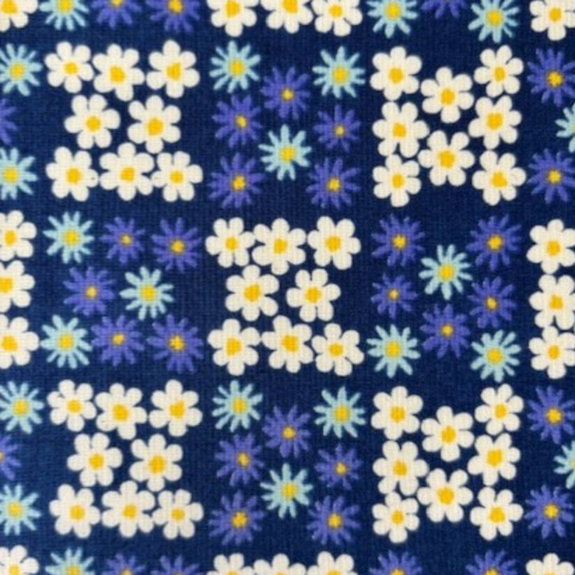 Sevenberry Flower Power Japanese Import Fabric Navy