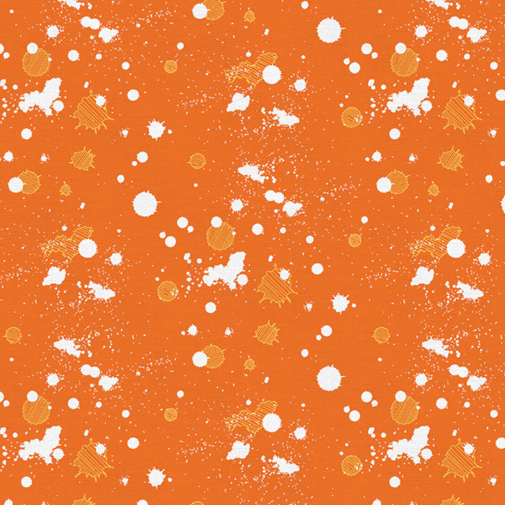 Simone Bradford Paintbrush Studio Fabrics On Your Mark Ink Splats 12010731 Orange