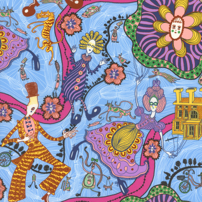 Sir Grayson Perry Liberty Fabrics Tana Lawn 150th Anniversary Collection Shirley Smith Blue B