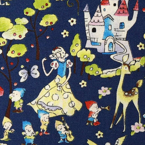 Snow White Blue Japanese Import Fabric 