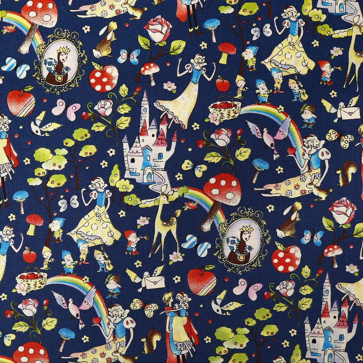 Snow White Blue Japanese Import Fabric 