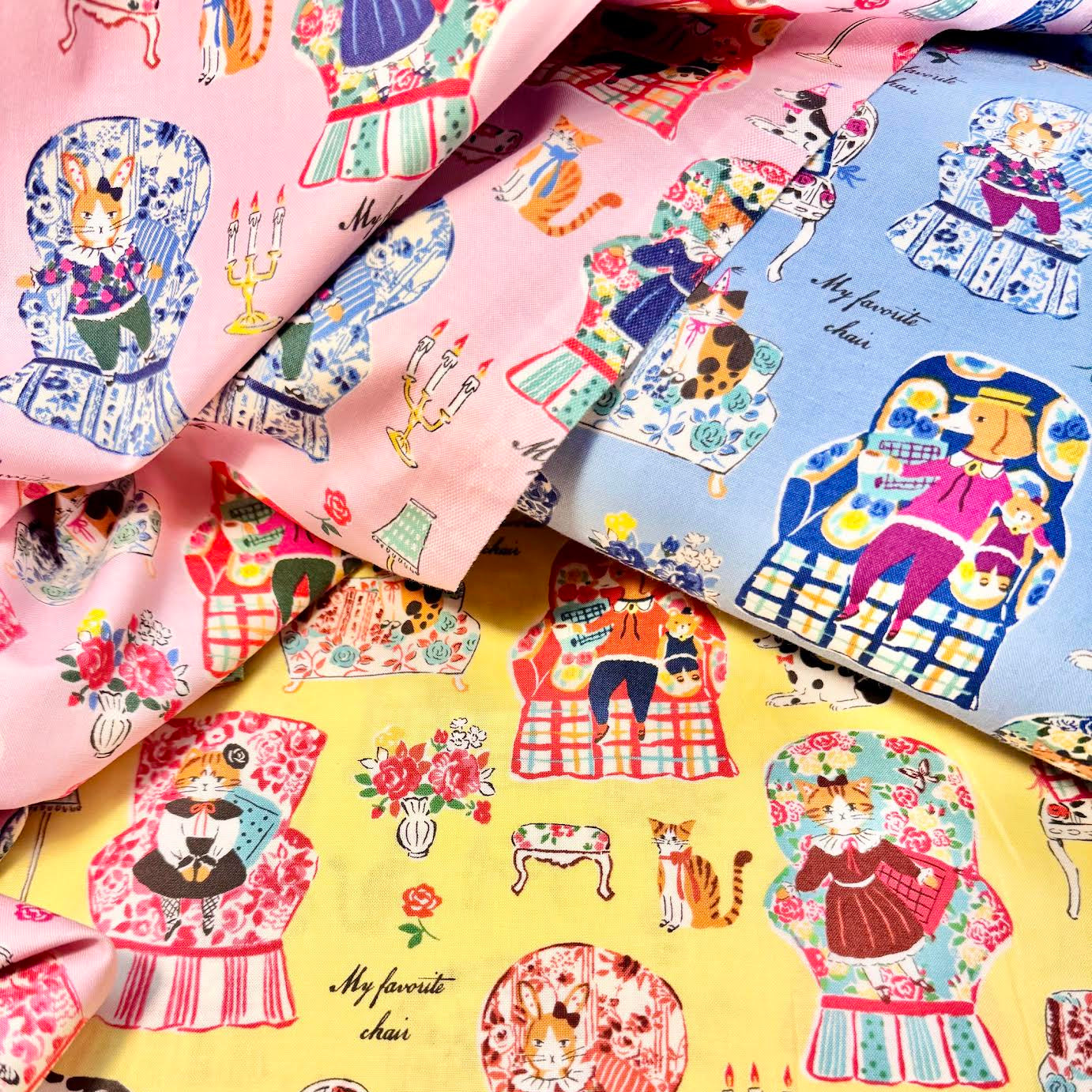 Sobakasu Kids YUWA Japanese Fabrics My Favorite Chair Blue