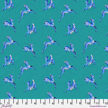 Stacy Peterson FreeSpirit Fabrics Mythical Wild Meadow PWST016 TEAL