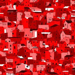 Stof Fabrics Blank Quilting Quilters Coordinates Houses Red 4515-202