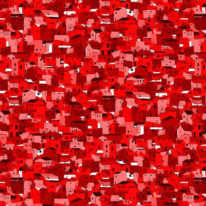 Stof Fabrics Blank Quilting Quilters Coordinates Houses Red 4515-202