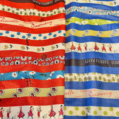 Suzuko Koseki Yuwa Fabrics Japanese Import Stripes Red