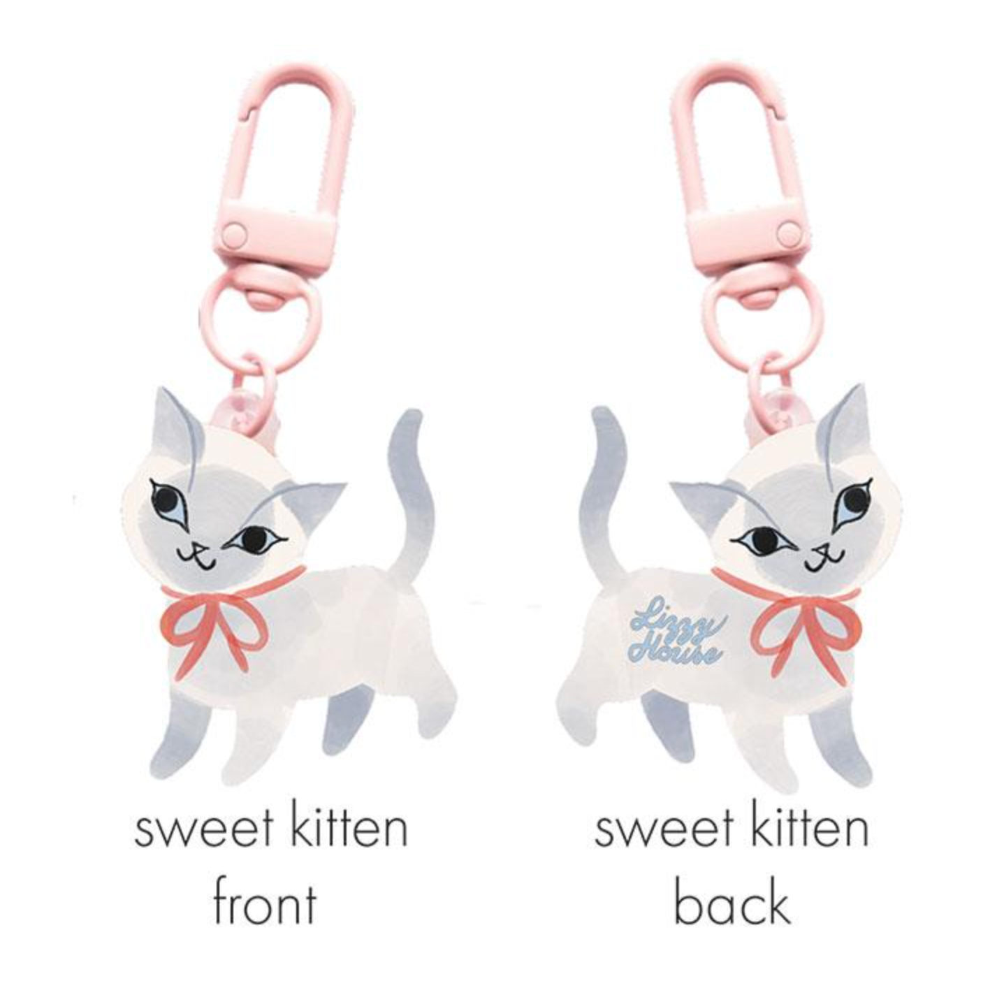 Sweet Kitten Zipper Charm by Lizzy House Forever Valentine for Moda Fabrics LHFVZ004