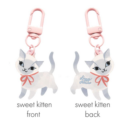 Sweet Kitten Zipper Charm by Lizzy House Forever Valentine for Moda Fabrics LHFVZ004