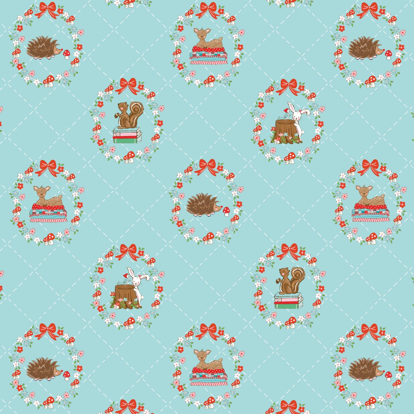 Tasha Noel Riley Blake Designs Whimsical Woodland Animals C17641-AQUA