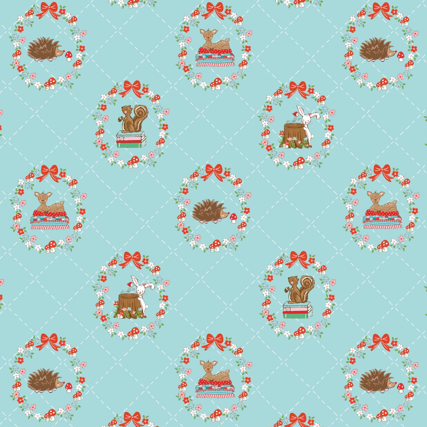 Tasha Noel Riley Blake Designs Whimsical Woodland Animals C17641-AQUA