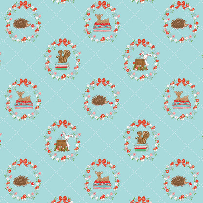 Tasha Noel Riley Blake Designs Whimsical Woodland Animals C17641-AQUA