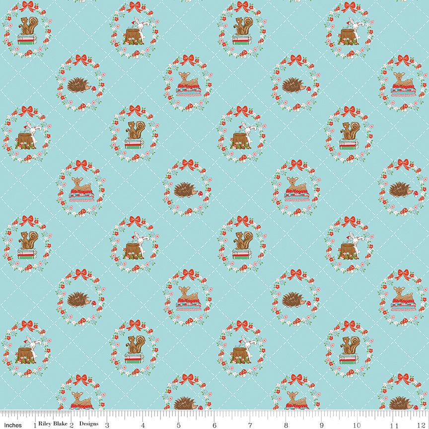 Tasha Noel Riley Blake Designs Whimsical Woodland Animals C17641-AQUA