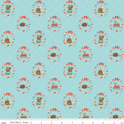 Tasha Noel Riley Blake Designs Whimsical Woodland Animals C17641-AQUA
