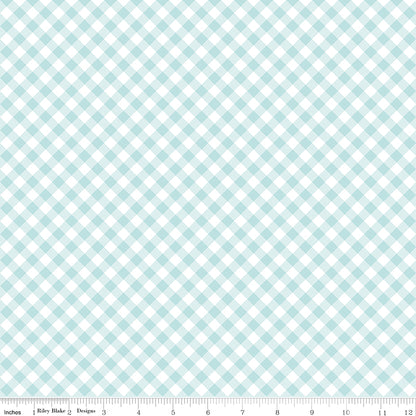 Tasha Noel Riley Blake Designs Whimsical Woodland Diagonal Gingham C17646-AQUA