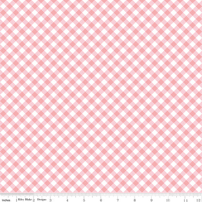Tasha Noel Riley Blake Designs Whimsical Woodland Diagonal Gingham C17646-PINK