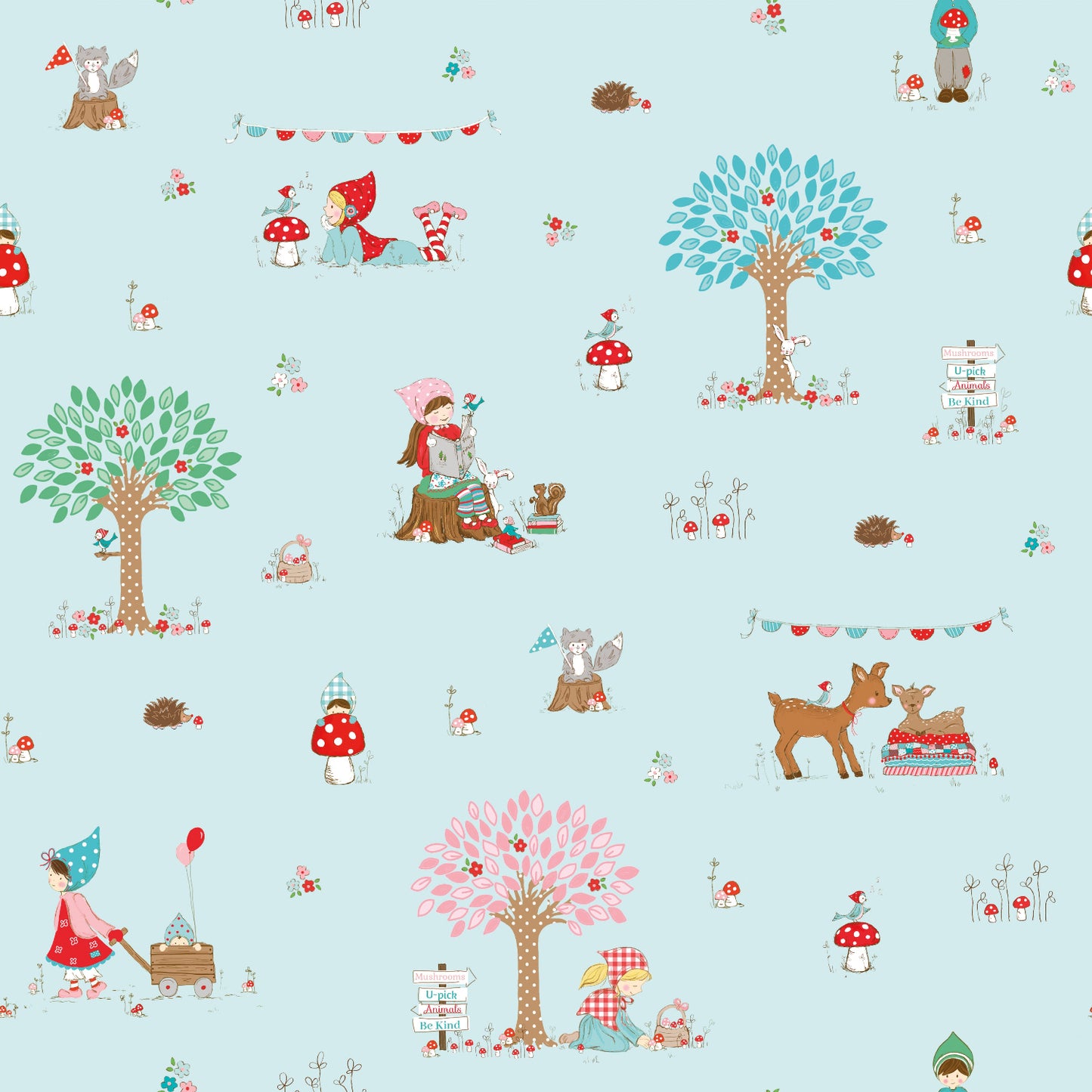 Tasha Noel Riley Blake Designs Whimsical Woodland Main C17640-AQUA