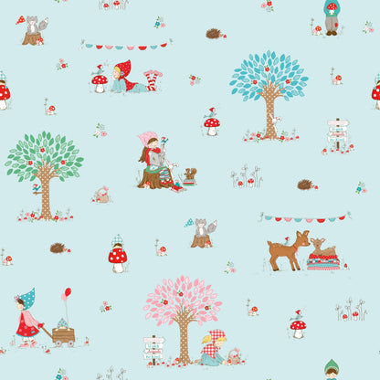 Tasha Noel Riley Blake Designs Whimsical Woodland Main C17640-AQUA