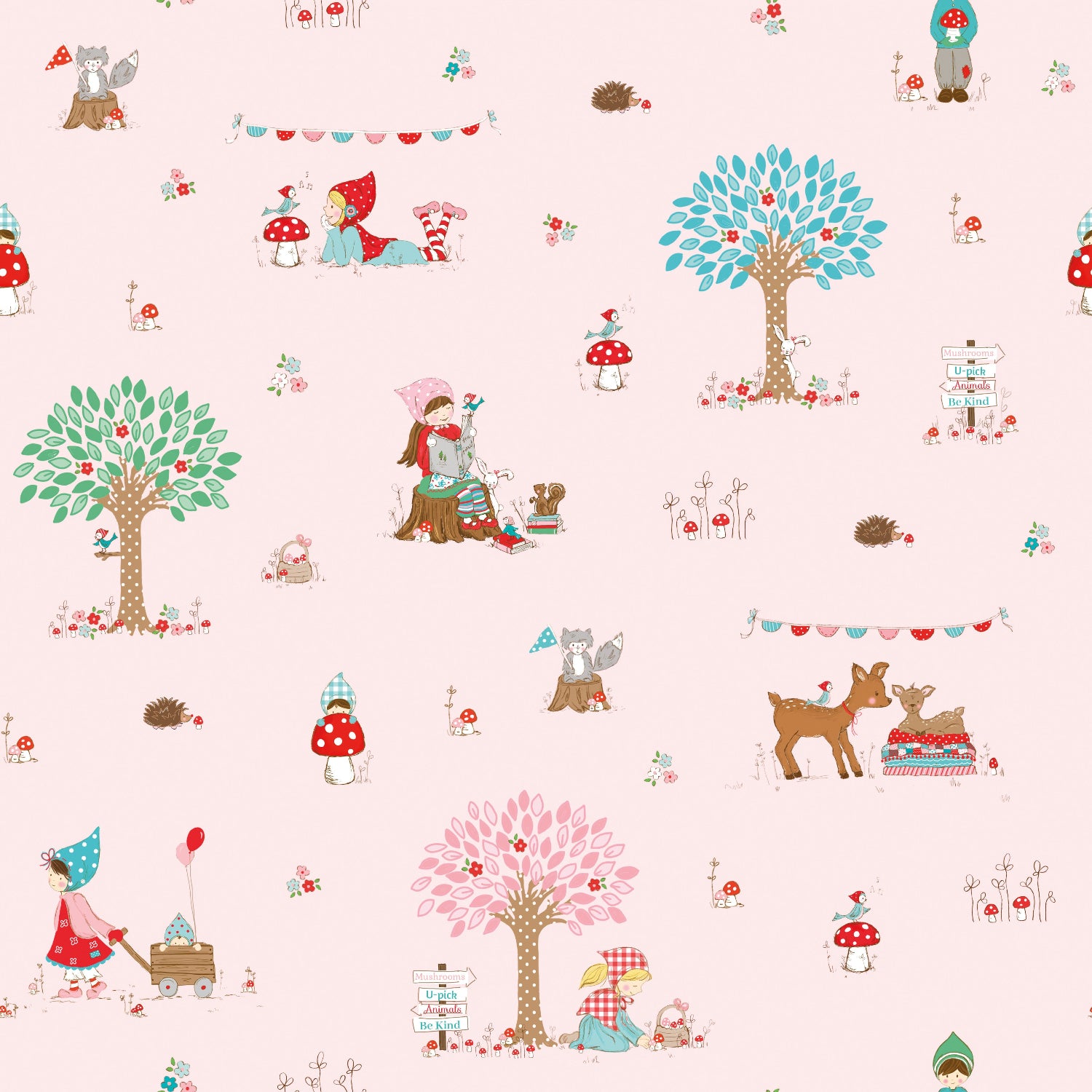 Tasha Noel Riley Blake Designs Whimsical Woodland Main C17640-PINK