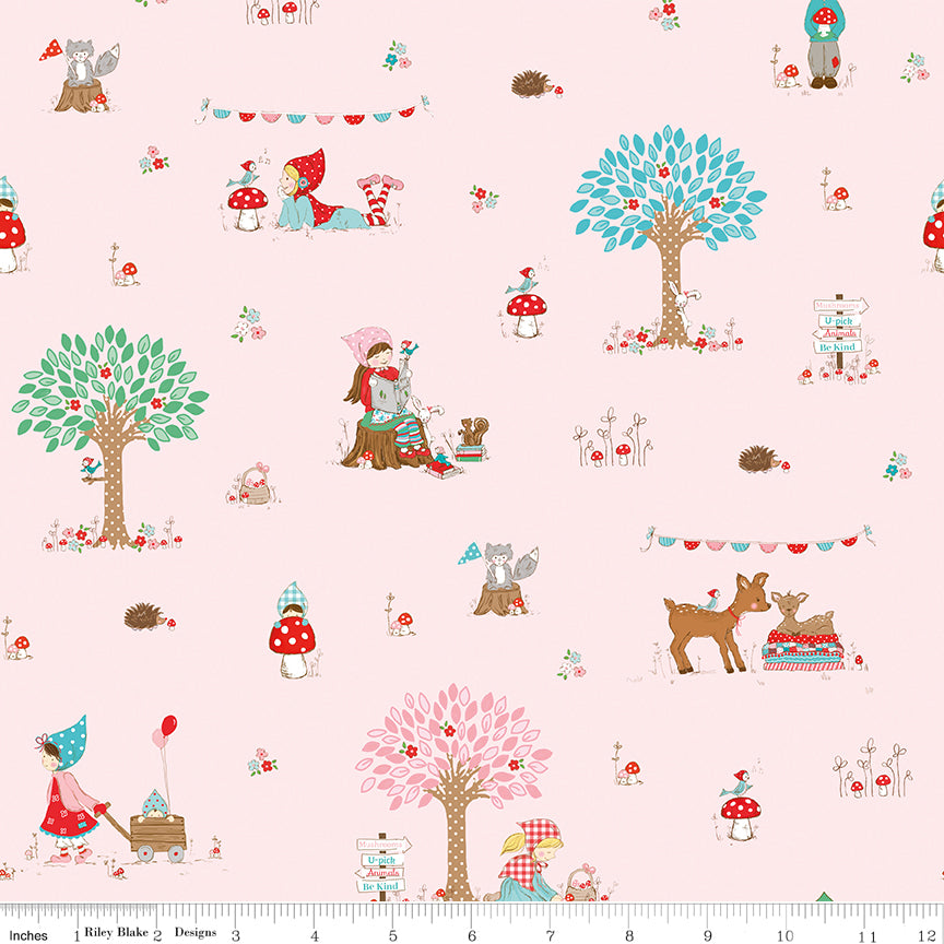 Tasha Noel Riley Blake Designs Whimsical Woodland Main C17640-PINK