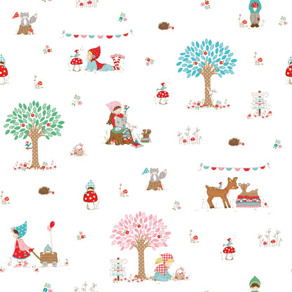 Tasha Noel Riley Blake Designs Whimsical Woodland Main C17640-WHITE