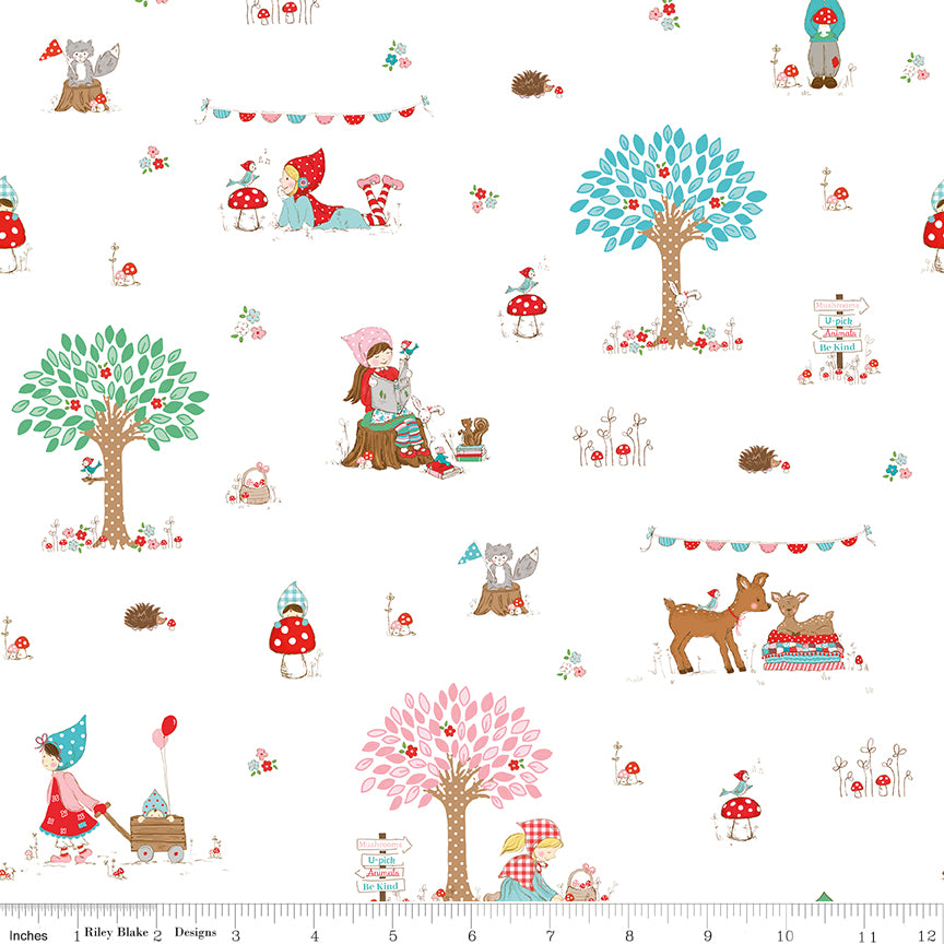 Tasha Noel Riley Blake Designs Whimsical Woodland Main C17640-WHITE