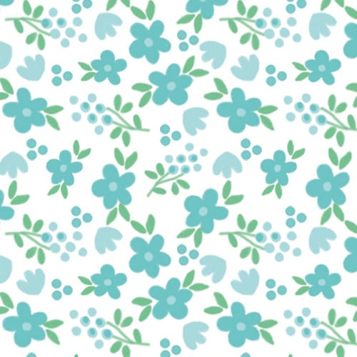 Tasha Noel Riley Blake Designs Whimsical Woodland Mini Florals C17645-AQUA