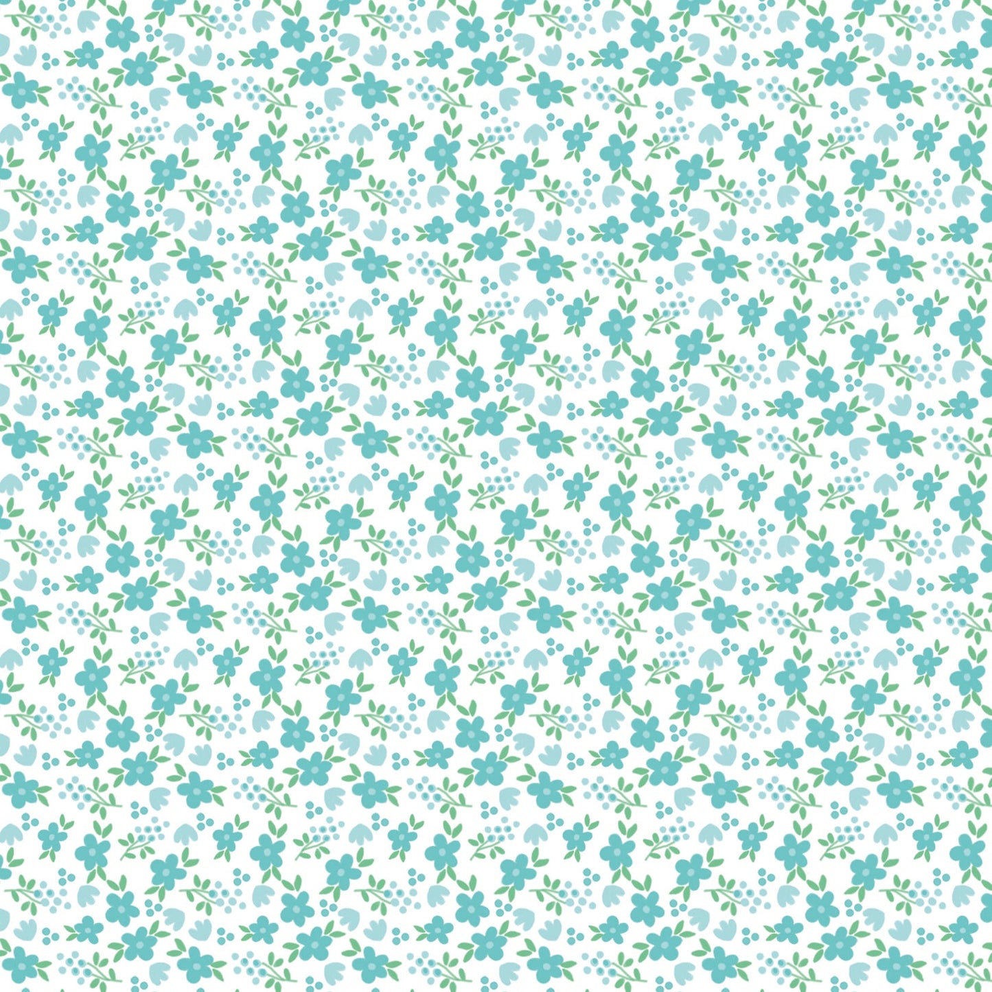 Tasha Noel Riley Blake Designs Whimsical Woodland Mini Florals C17645-AQUA