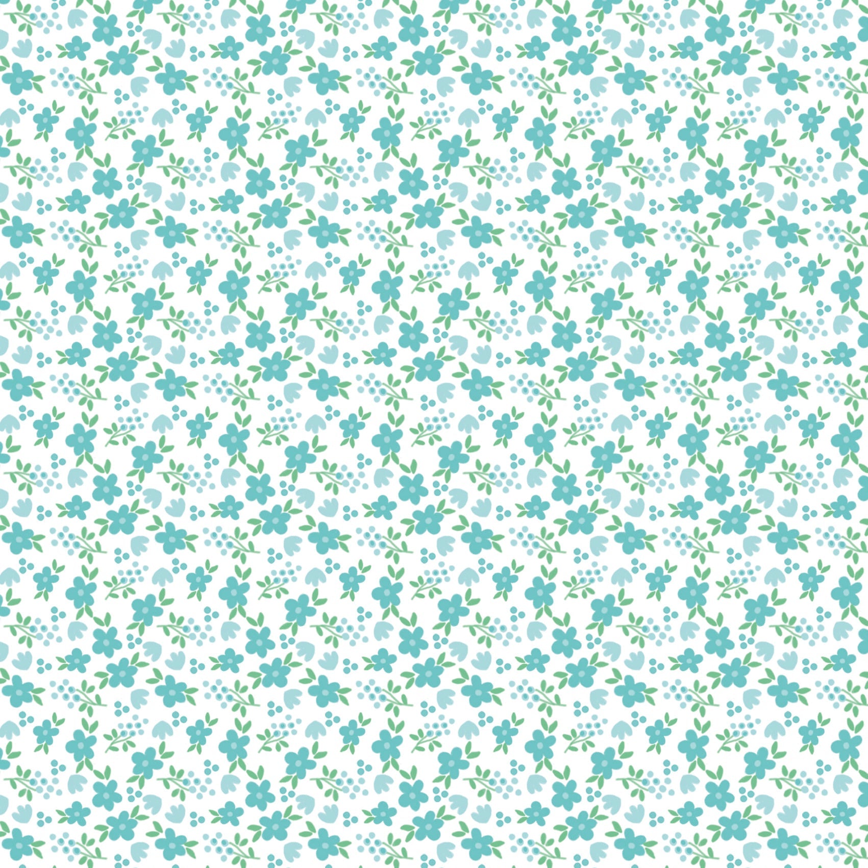 Tasha Noel Riley Blake Designs Whimsical Woodland Mini Florals C17645-AQUA