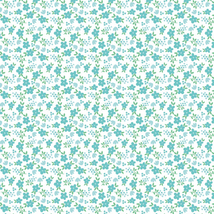 Tasha Noel Riley Blake Designs Whimsical Woodland Mini Florals C17645-AQUA