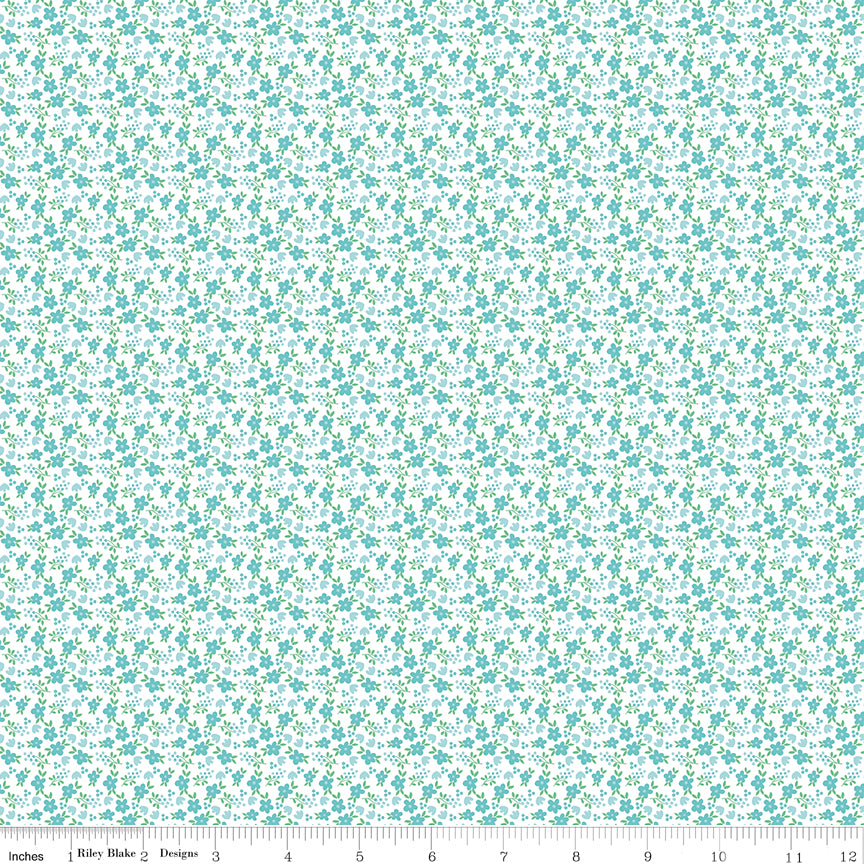 Tasha Noel Riley Blake Designs Whimsical Woodland Mini Florals C17645-AQUA