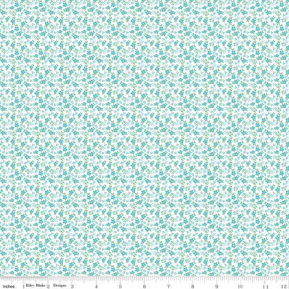 Tasha Noel Riley Blake Designs Whimsical Woodland Mini Florals C17645-AQUA