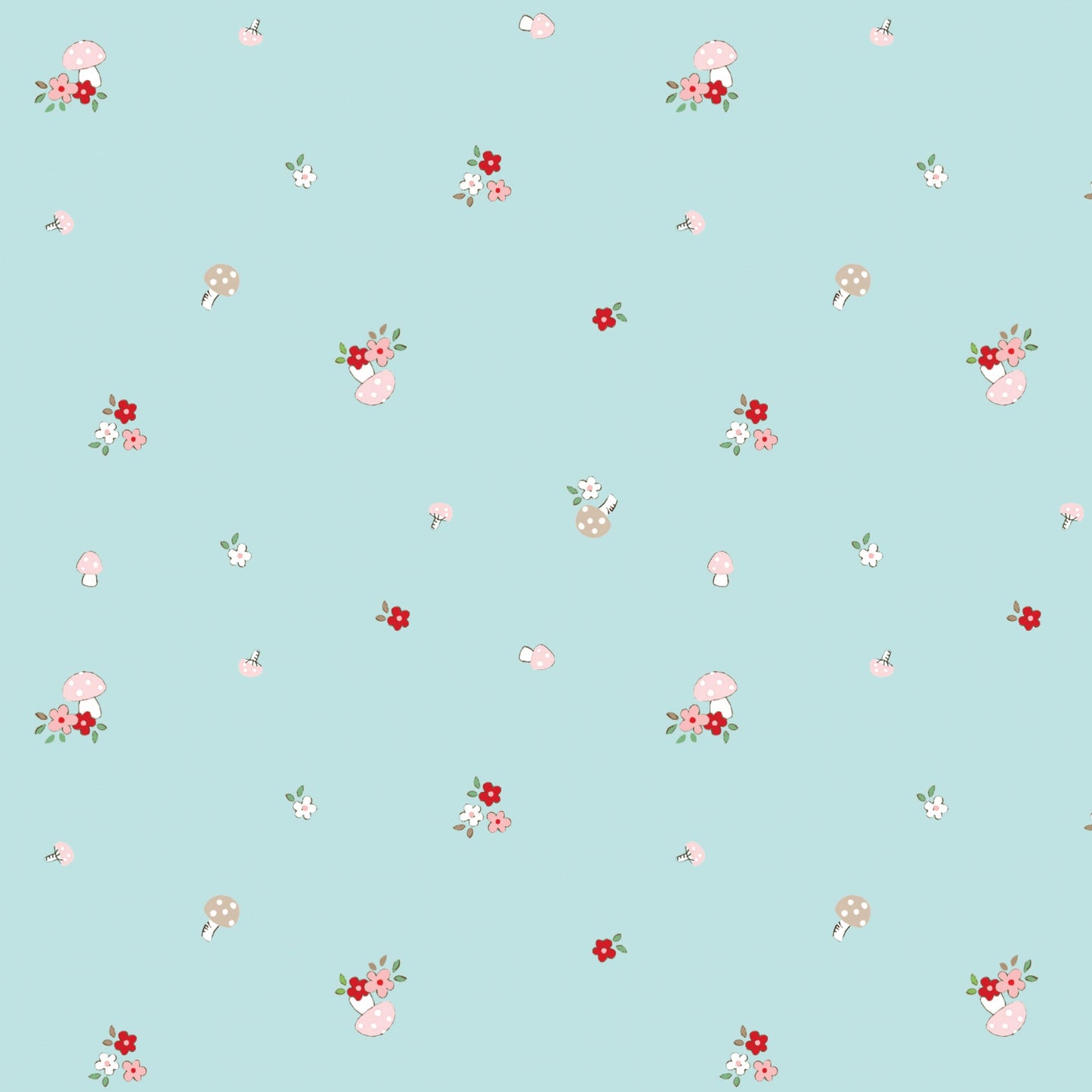 Tasha Noel Riley Blake Designs Whimsical Woodland Mushrooms C17644-AQUA