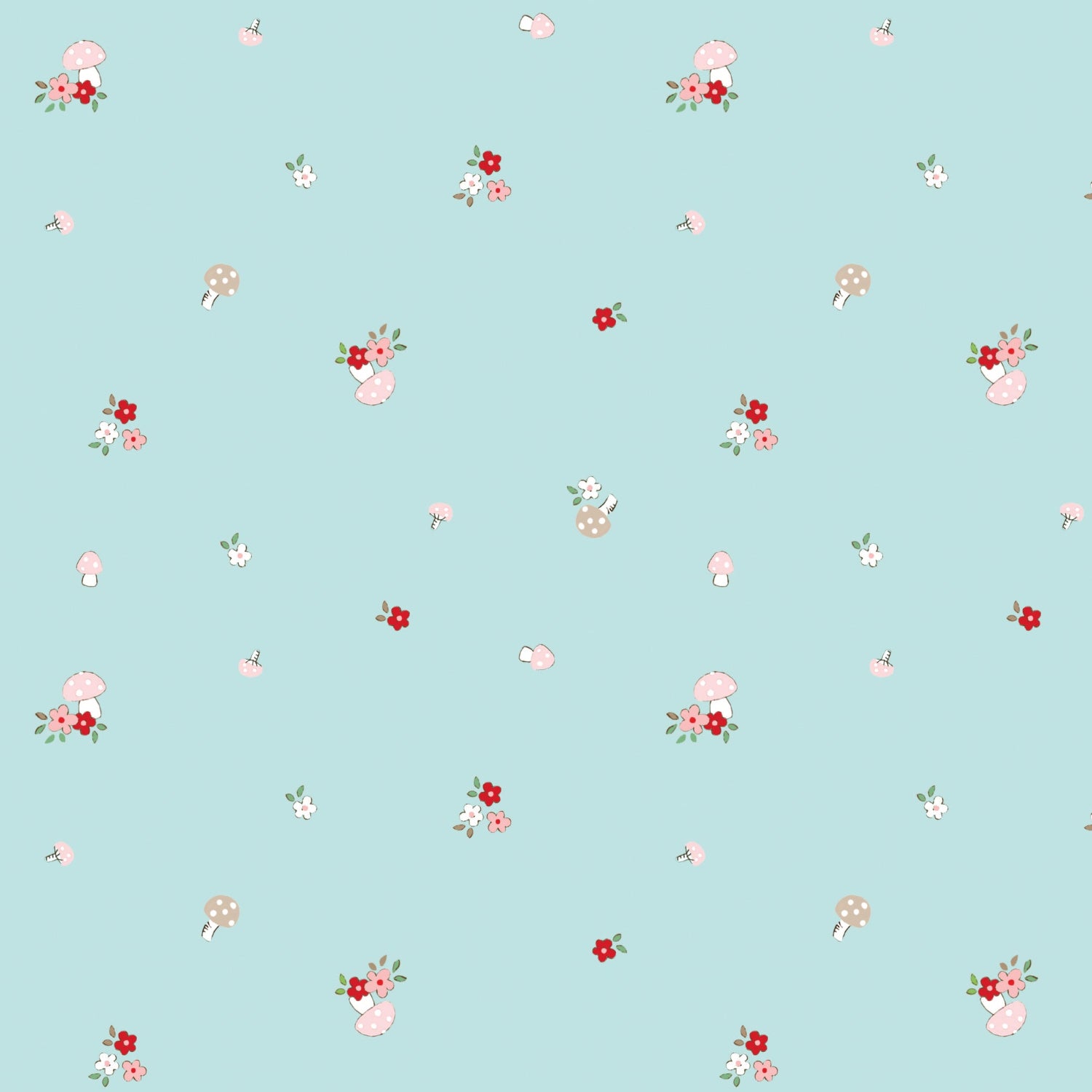 Tasha Noel Riley Blake Designs Whimsical Woodland Mushrooms C17644-AQUA