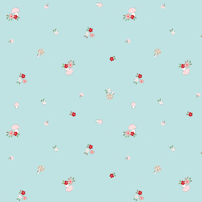 Tasha Noel Riley Blake Designs Whimsical Woodland Mushrooms C17644-AQUA