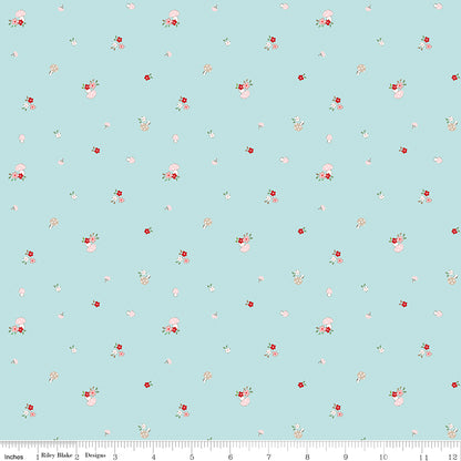 Tasha Noel Riley Blake Designs Whimsical Woodland Mushrooms C17644-AQUA