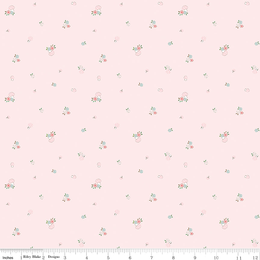 Tasha Noel Riley Blake Designs Whimsical Woodland Mushrooms C17644-PINK