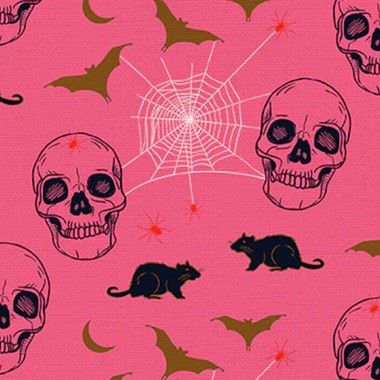 Teresa Chan Paintbrush Studio Fabrics Drop Dead Gorgeous Bats and Rats Pink 120-22215