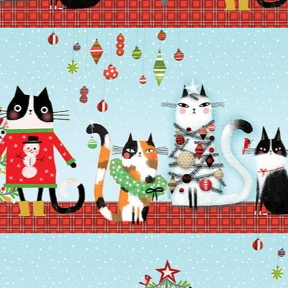 Terry Runyan Benartex Fabrics Meowy Christmas Meowy Christmas Stripe 16232-99
